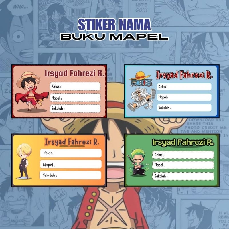 Stiker Custom motif BOY Nama Buku Sekolah Label Nama Mapel Mata Pelajaran TK, SD, SMP, SMA