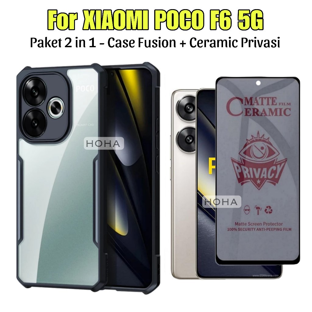 Paket 2in1 Case Fusion Poco F6 5G | Poco F6 Pro 5G Free Tempered Glass Layar