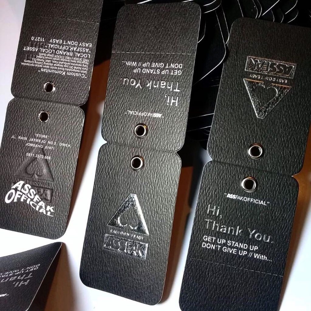 

hangtag exclusive logo emboss lipat rell pembayaran dp