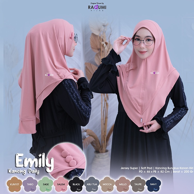 Hijab Instant Bahan Jersey Super Premium, Emily Hijab By Raqumi Solo