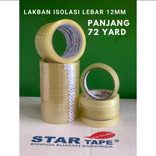 

akban Solasi 12mm Tape Isolasi 0.5inchi Selotip Bening 1/2 inch / 12 mm x 60 Yard