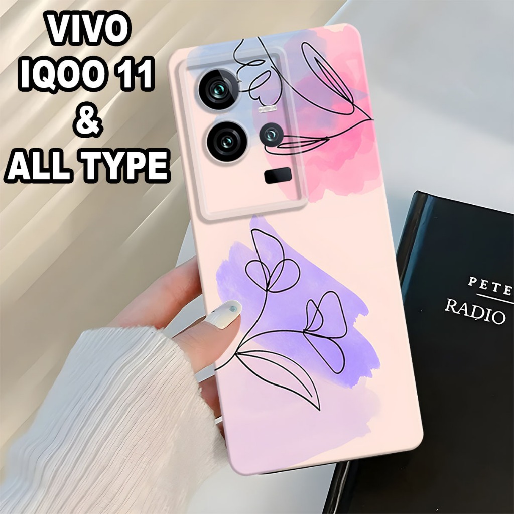 (GC16) Softcase karet Hp IQOO 11 Terbaru 2024 / Case Bunga / Case IQOO 11 Silikon Tpu Pro Camera / K