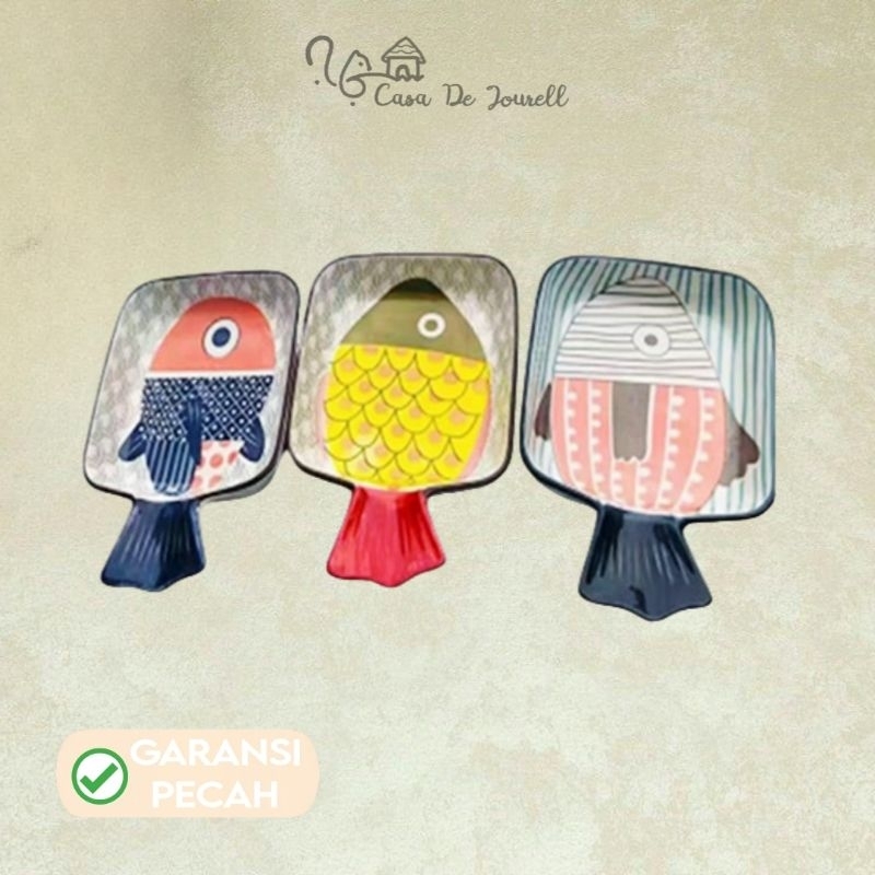 [X27-22] Basi Segi+PEG 8" Gambar Ikan/Keramik/basi aesthetic/basi cantik/basi motif/porcelain