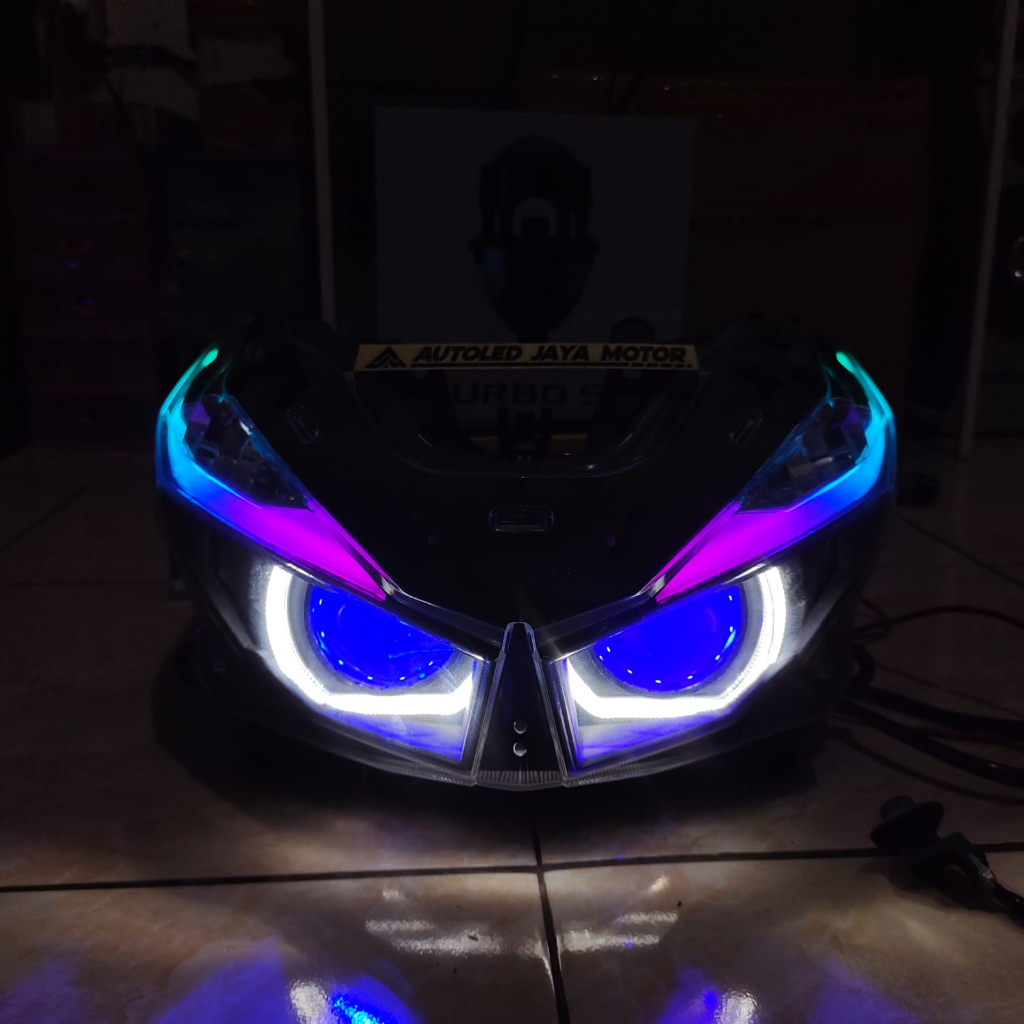 HEADLEMP PROJIE BILED AES TURBO SE 2,5 INCH VARIO 125 150 LED OLD SEPAKET LENGKAP SAKLAR