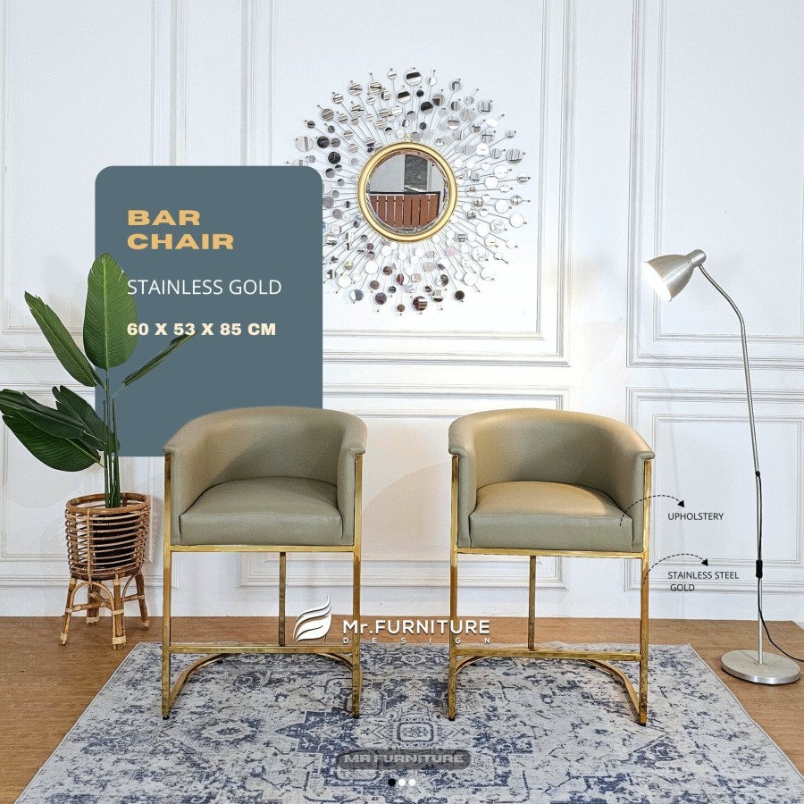 Kursi Sofa Bar Stainless Gold