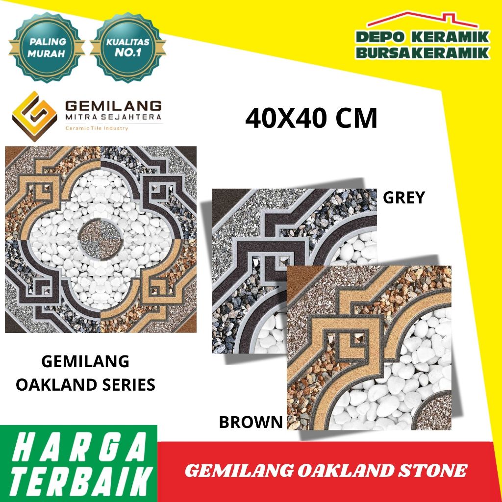 KERAMIK LANTAI OUTDOR MOTIF / KERAMIK LANTAI GEMILANG 40X40 OAKLAND G1
