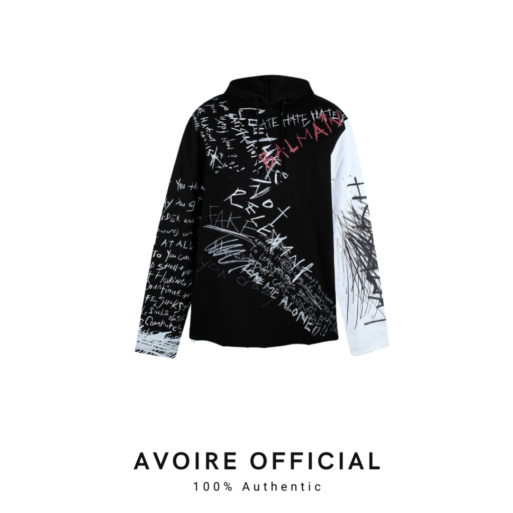 Hoodie Graffiti Logo Print Black