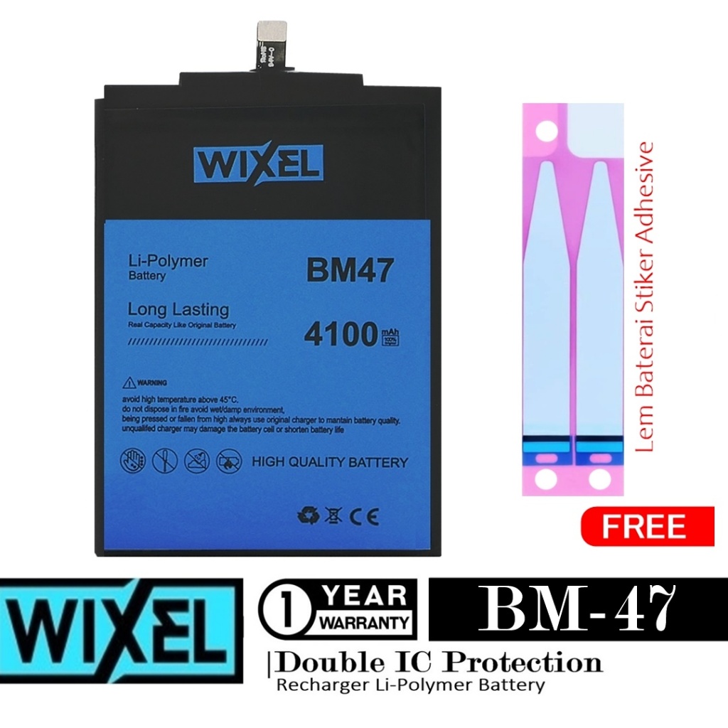 Baterai Wixel Xiaomi Redmi 3 Redmi 3S Redmi 3 Pro BM47 BM-47 Double 2IC Protection