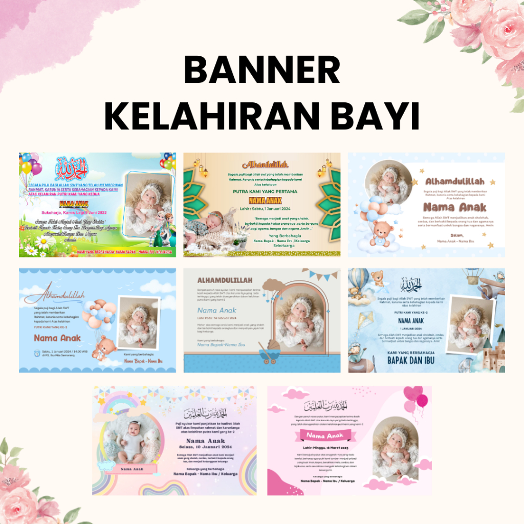 Banner Aqiqah / Backdrop Aqiqah /  Banner Kelahiran Bayi /Backdrop Kelahiran Bayi