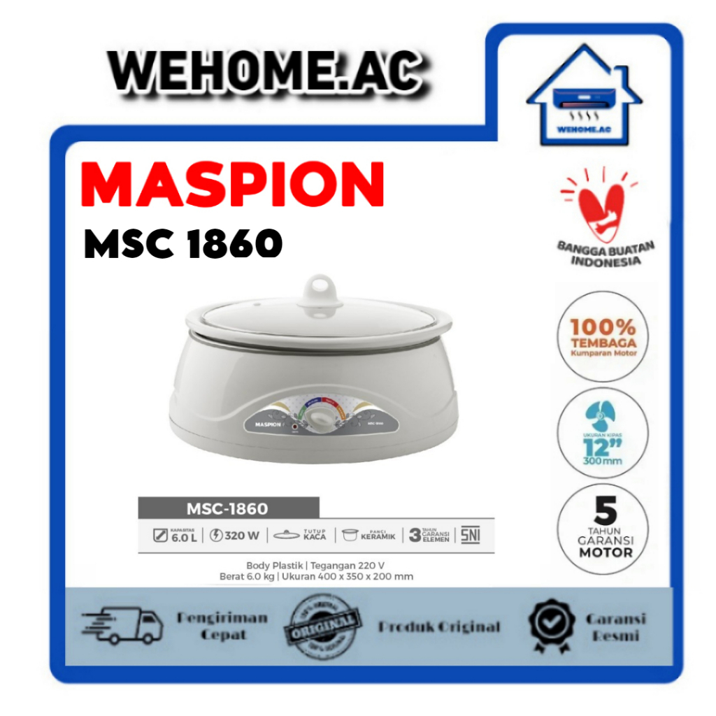 Slow Cooker Maspion MSC1860 Panci Masak Elektrik Maspion Slowcooker Maspion 6 Liter