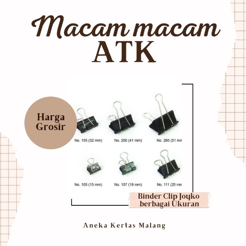 

Binder Clip Joyko Hitam Berbagai ukuran | ATK
