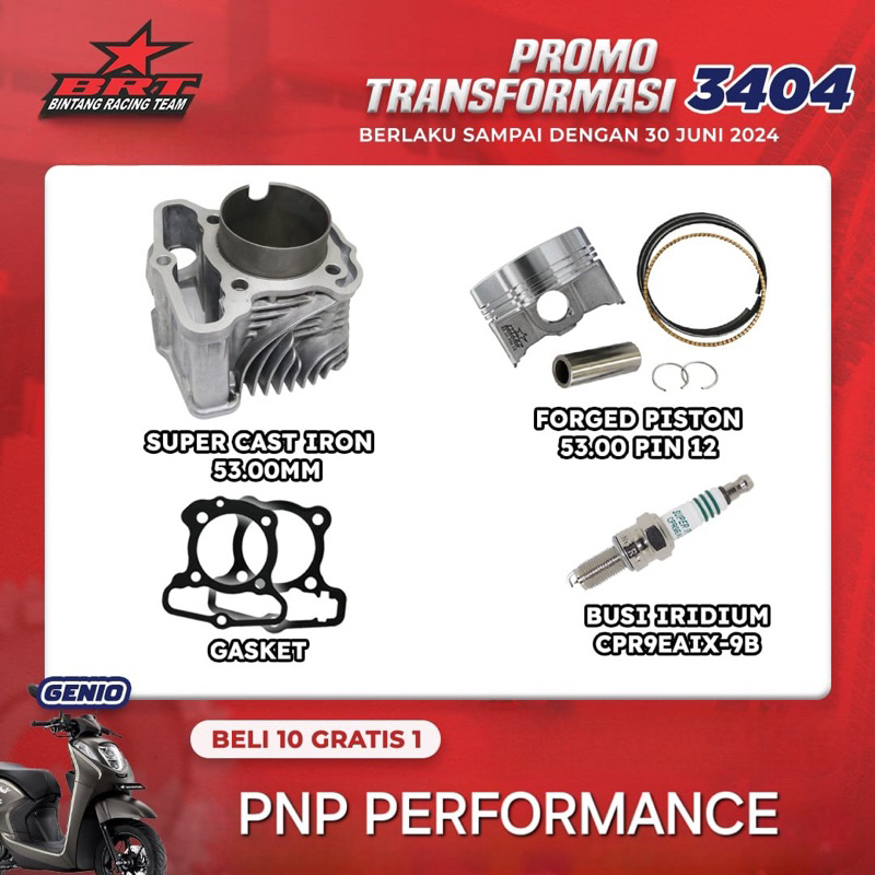 PAKET BLOK SET PISTON BRT BORE UP 130 cc Honda GENIO/Beat Deluxe Street LED 2020/All New Scoopy