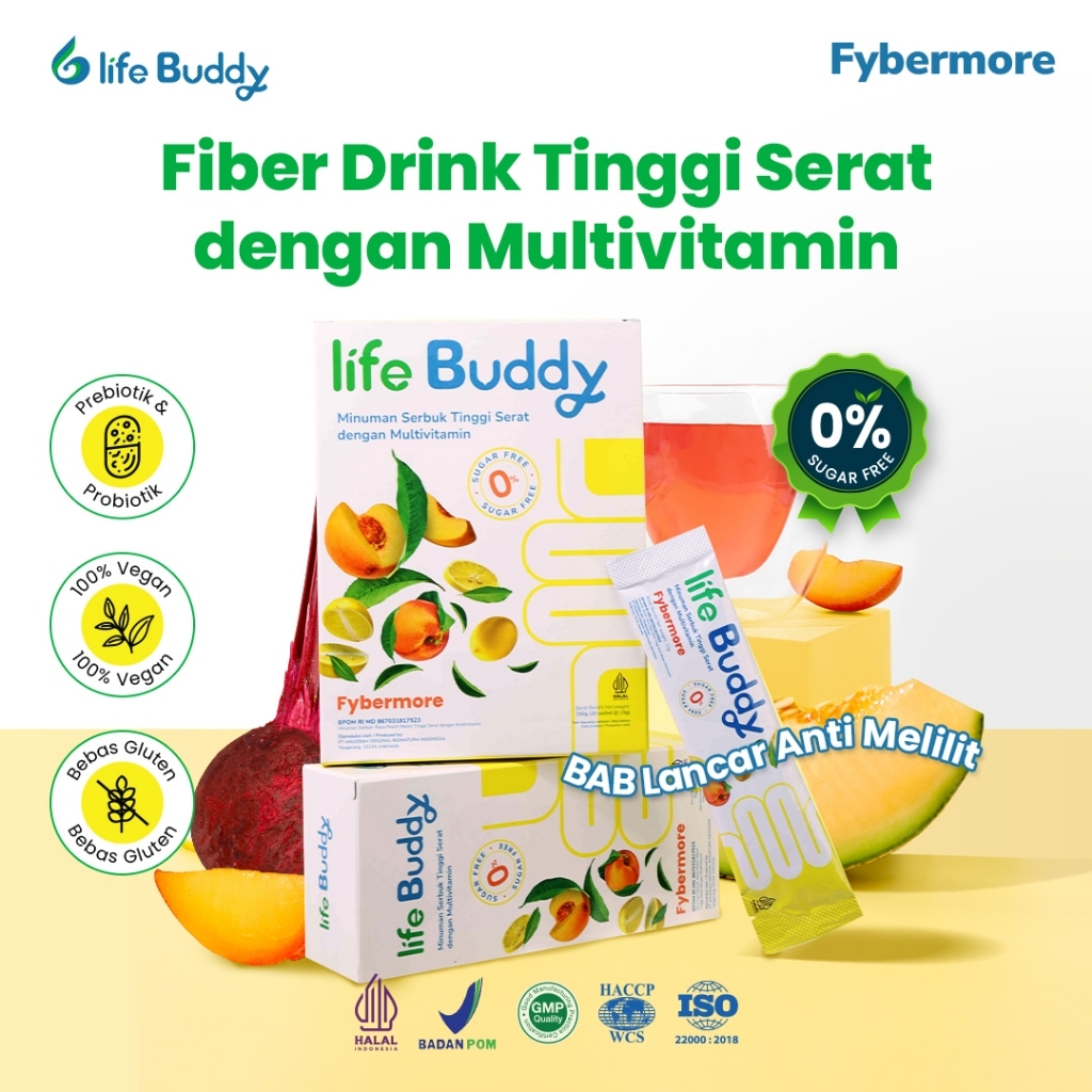 Life Buddy Fybermore Fiber Drink 15g Minuman Fiber untuk Diet - BAB Lancar Anti Melilit isi 5 pcs