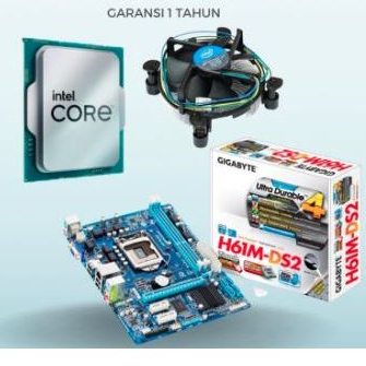 PAKET Motherboard GIGABYTE H61 i5- 2400 + FAN Garansi 1 tahun