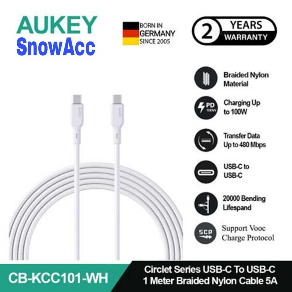 AUKEY Kabel Charger Type C to Type C Braided Nylon USB C to USB C 1M ( CB-KCC101 )