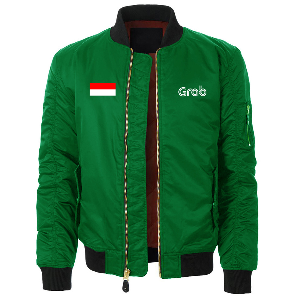 BISA CUSTOM - Jaket Bisbol Grab Original Terbaru / Jakey Ojol Grab / Grab Jaket / Jacket Grab Terbar