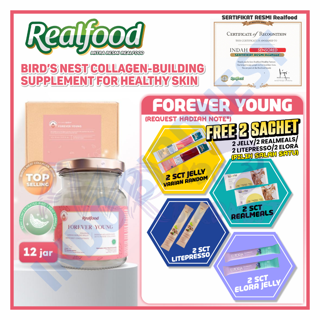 

Realfood Forever Young 12 Jar Bird Nest Collagen Drink | Sarang Burung Walet| Minuman Kolagen