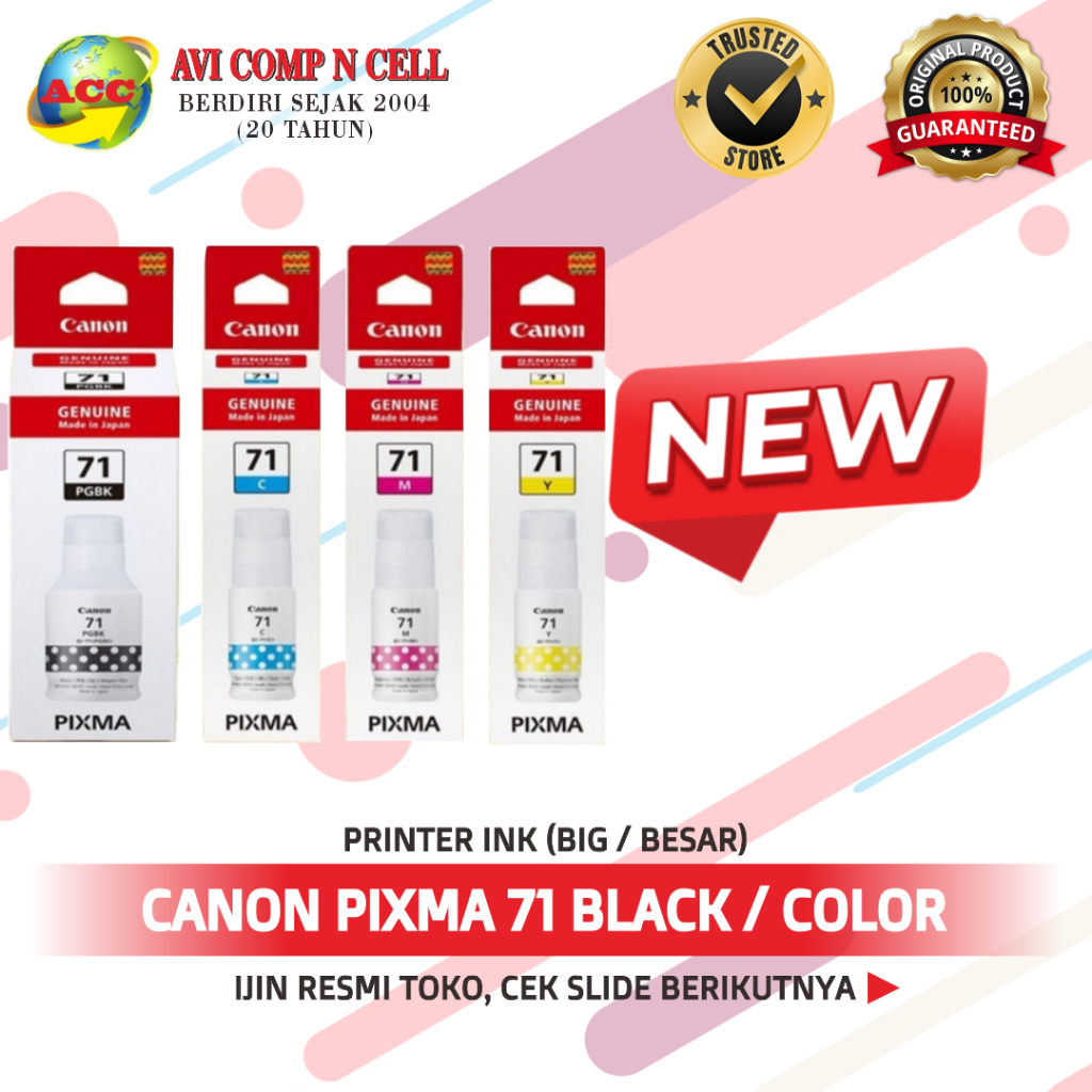 Tinta Printer Canon 71 Besar (Big) Printer Ink Hitam dan Berwarna