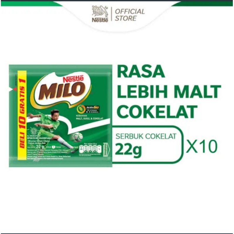 

Nestle Milo Active Go minuman Coklat 22gr (10 sachet/ 1 Renceng)
