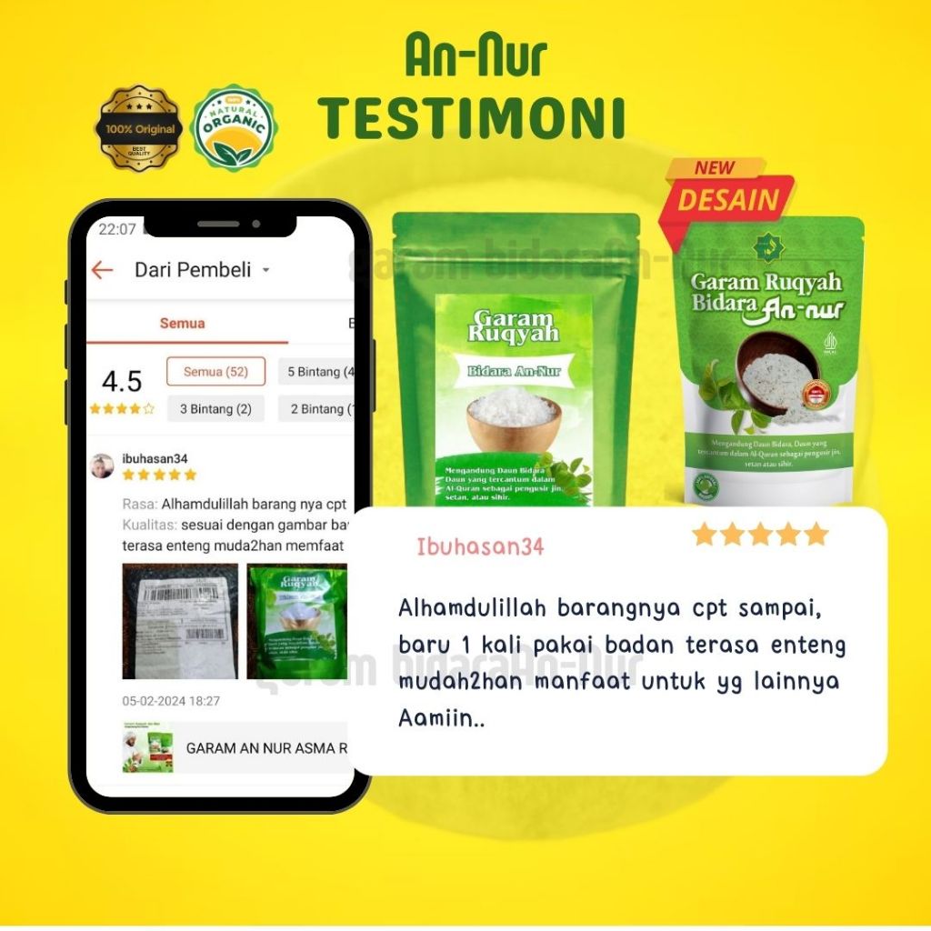 

GARAM RUQYAH AN NUR PEMBUKA AURA POSITIF VARIASI 100GR