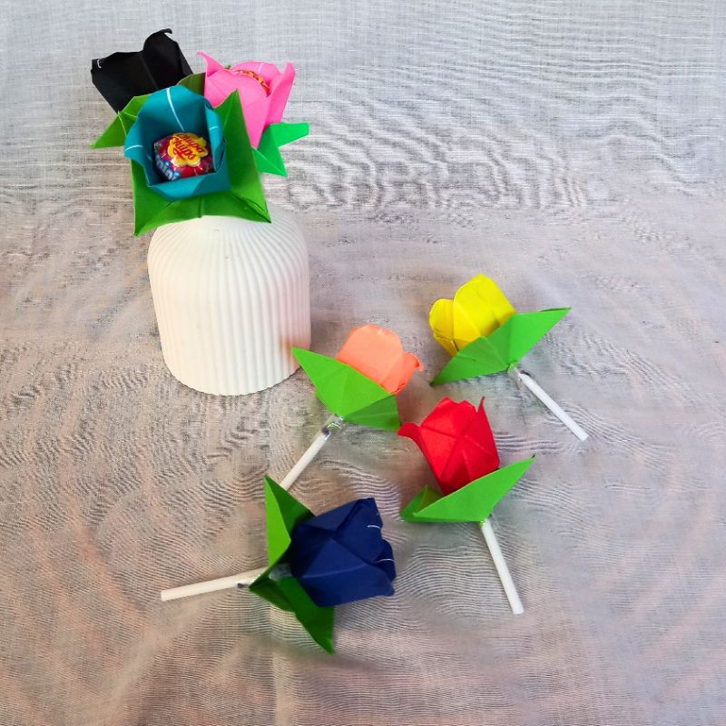 [READY] Single Lolipop Tulip Origami / Mini Gift Permen / Hampers Ulang Tahun / Mini Hampers / Souve
