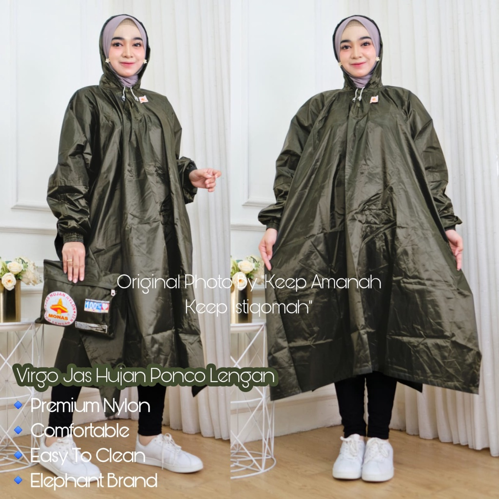 Jas Hujan Virgo Ponco Lengan Mantol Nylon Monas
