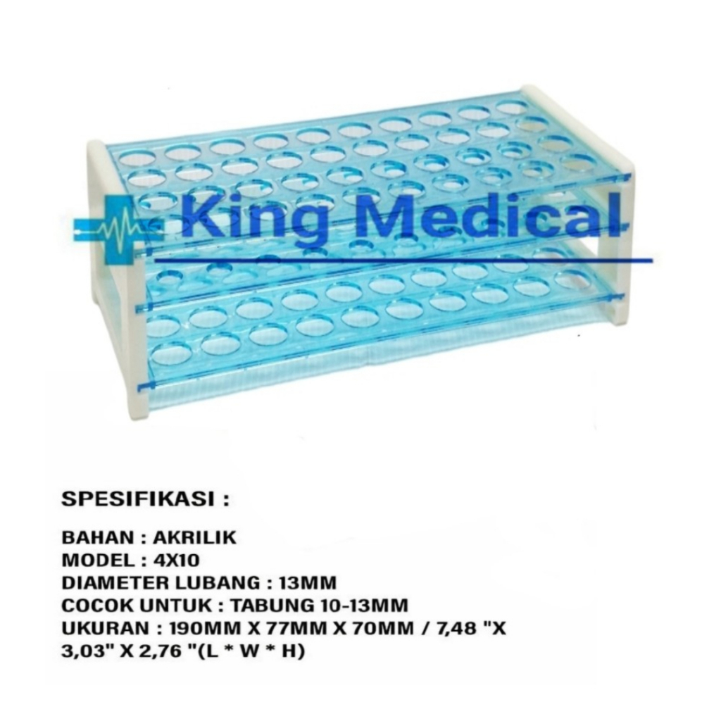Rak Test Tube/Tabung Reaksi Acrylic 13mm (40 Lubang) Import