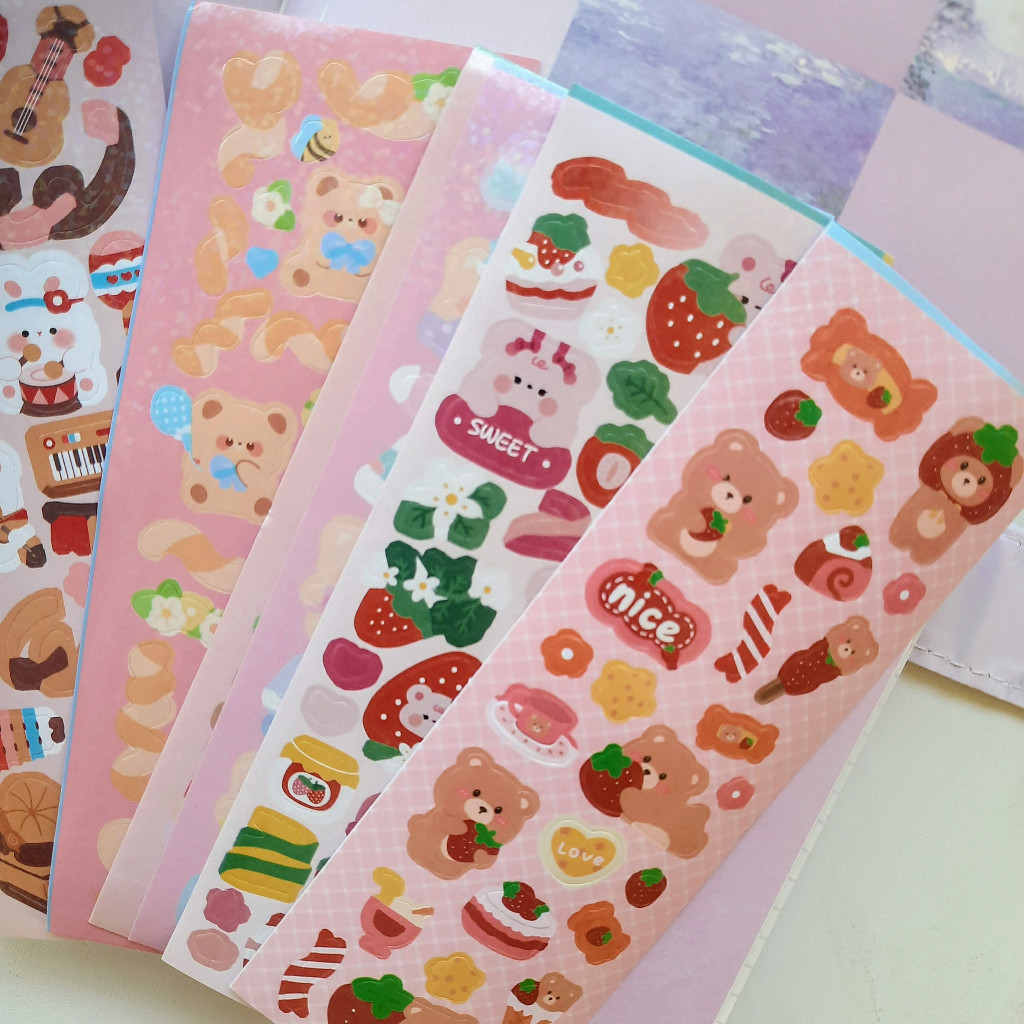 

Sticker ANIMAL BEAR korea glitter hologram aesthetic scrapbook DIY termurah