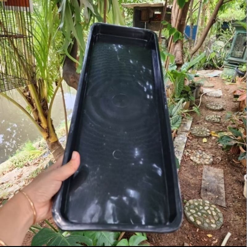 Alas Pot Panjang 70, Tatakan Pot Bunga Panjang, Alas Pot Kotak Panjang Hitam Putih