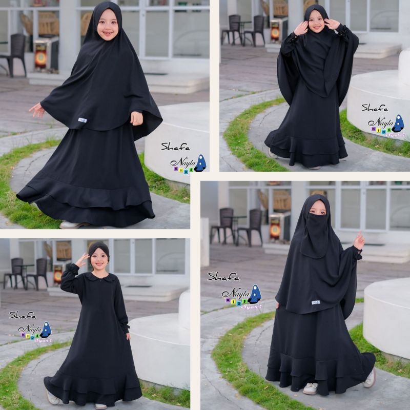[SALE STOCK‼️] JetBlack Nayla Kids Gamis Anak Set Jilbab Cadar Tali