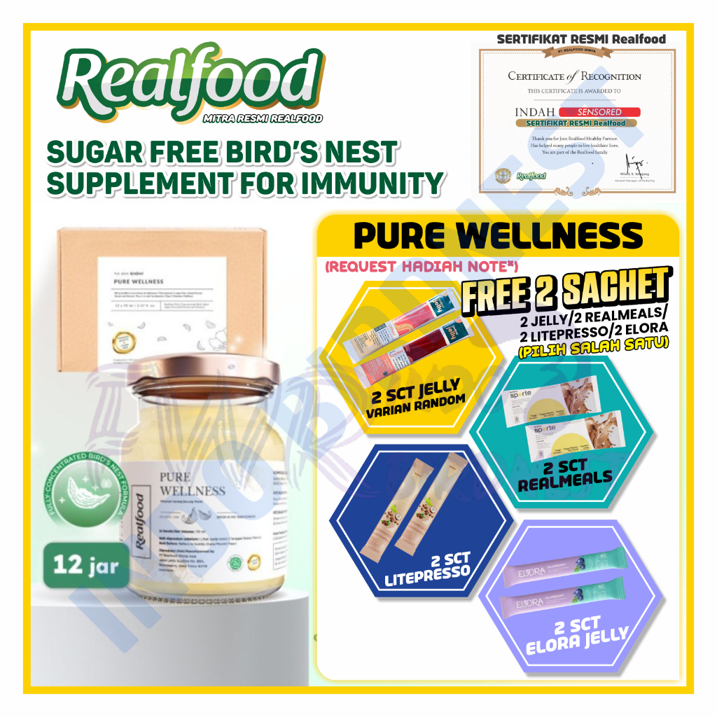 

Realfood Pure Wellness 12 Jar Bird Nest | Sarang Burung Walet Vitamin BPOM Indo Birdnest