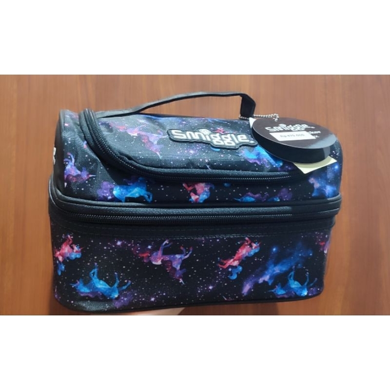 SALE TAS SMIGGLE DOUBLE DECKER LUNCHBOX UNICORN BLACK ORIGINAL