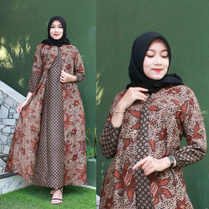 Baju Gamis Batik Modern Dress Wanita Muslim