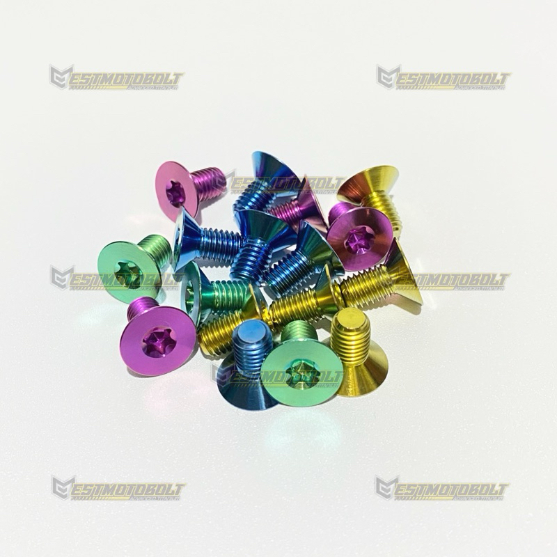 BAUT FLAT HEAD TITANIUM M4 M5 M6 M8 FLAT HEAD TITANIUM GR5 ( HARGA 1 PCS )