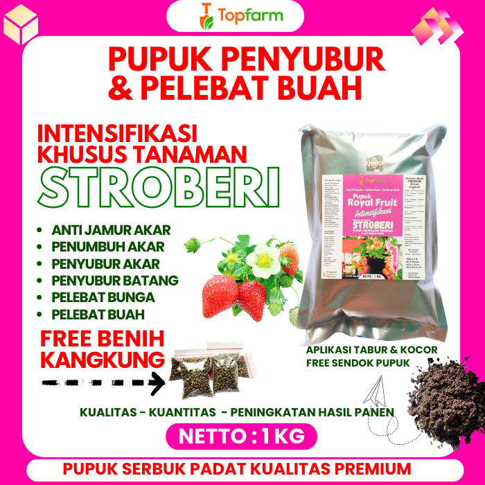 Pupuk Stroberi Berbuah Lebat /  Pupuk Stroberi Biar Berbuah / Pupuk Khusus Stroberi  / Pupuk Pembesa