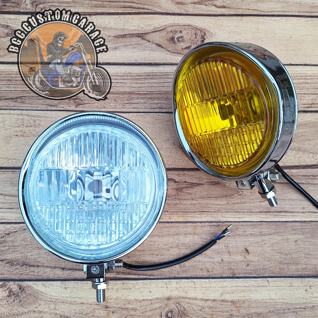 Headlamp Dison Import .  Lampu Depan Motor Custom . Chopper Bobber British Universal