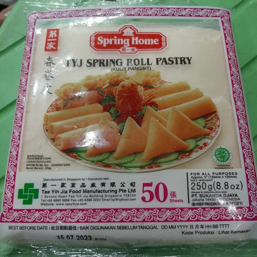 

TYJ SPRINGROLL/KULIT PANGSIT LEMBARAN 5INC BERAT 250GR, TAMBAHKAN ISI