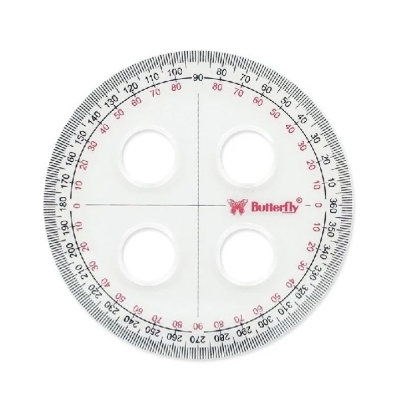 

Busur Derajat 4 Lubang Butterfly 360/10 CM Penggaris Busur
