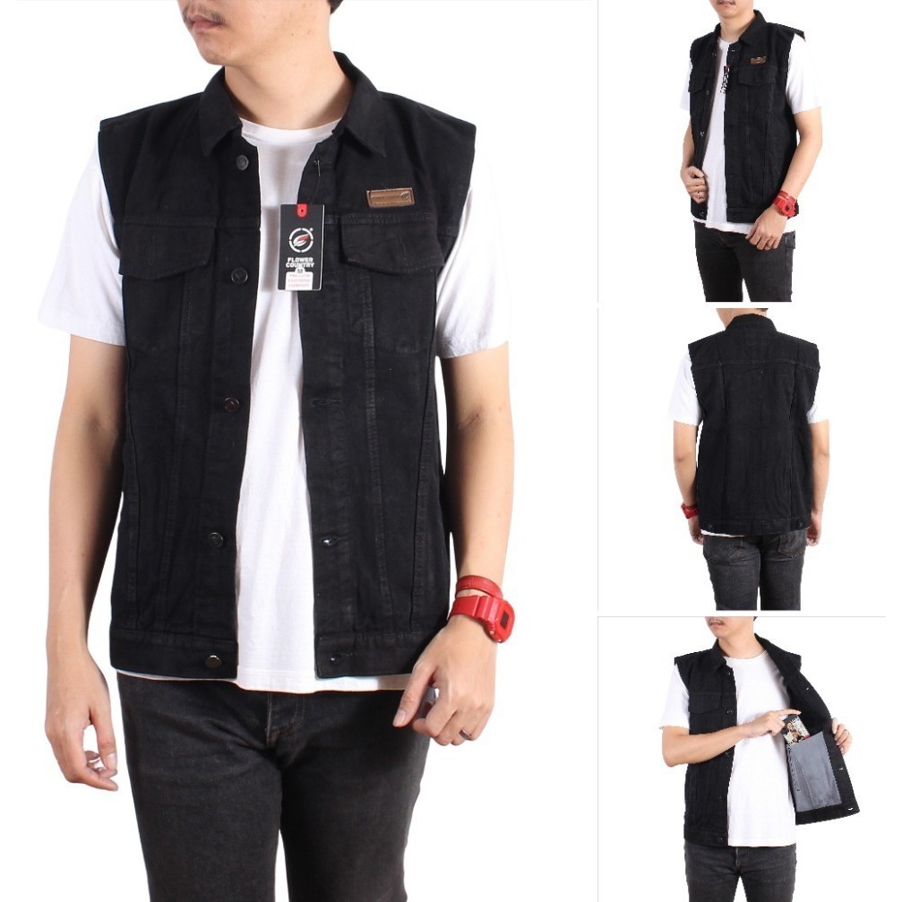 Rompi Jumbo Jeans Hitam Kekinian