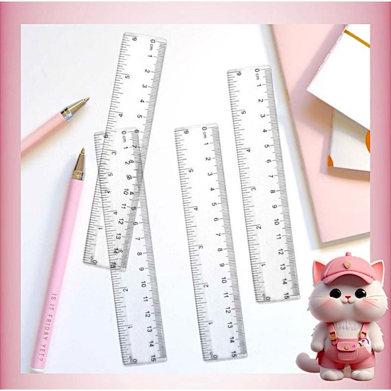 

N212 Ruler Simple 15 CM / Penggaris Bening 15 CM untuk Kantor Sekolah Cute