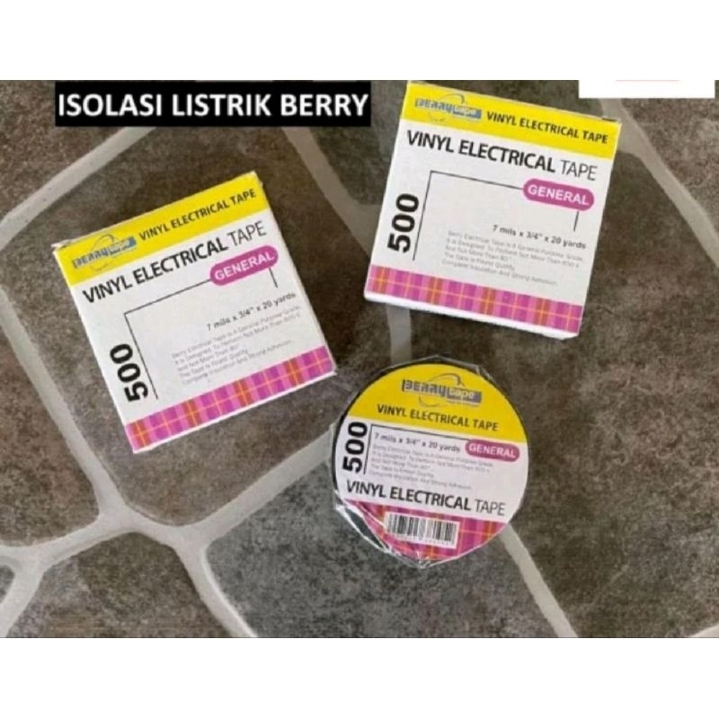 isolasi listrik elektrikal tape vinyl Berry 500 hitam