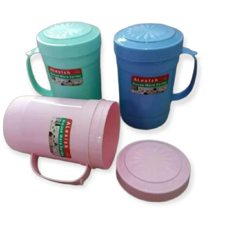 Gelas tutup/mug tutup plastik drat benji 1liter,mug  tutup puter drat