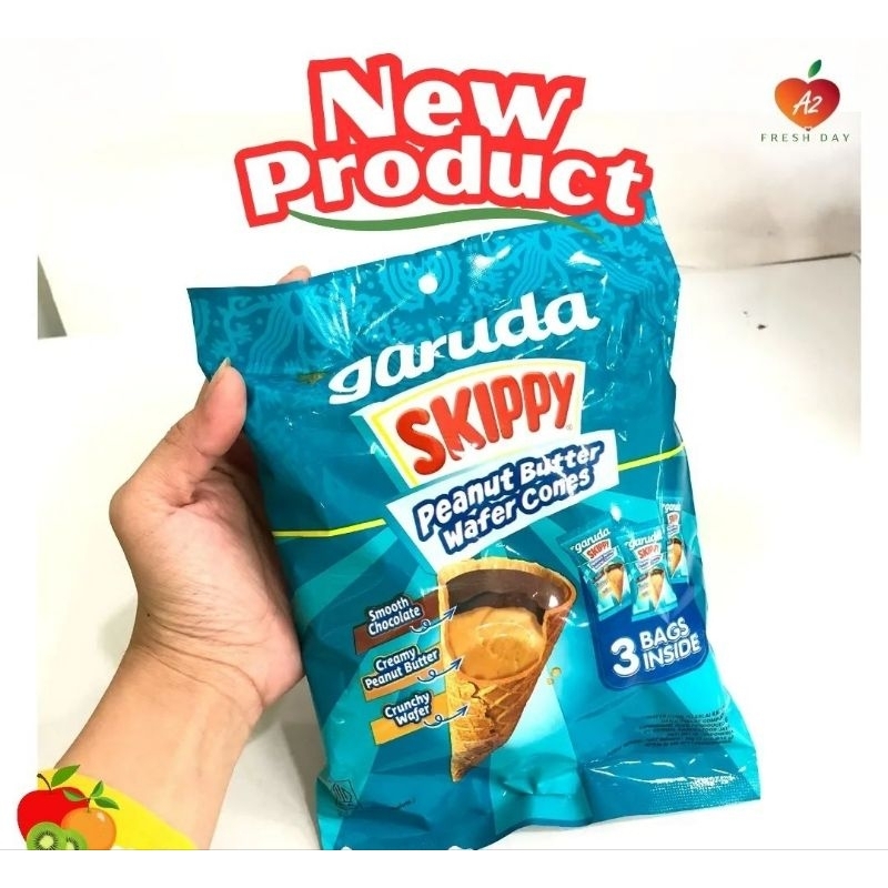 

Biskuit Skippy Wafer Cones Peanut Butter 3x15 gr / Wafer Skippy Garuda