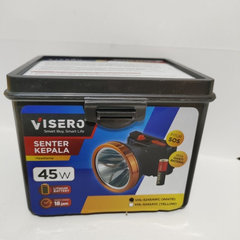 Senter Kepala LED VISERO VHL-5245AWC 45watt Cahaya Putih |Terang|Redup|Kedip/Sos