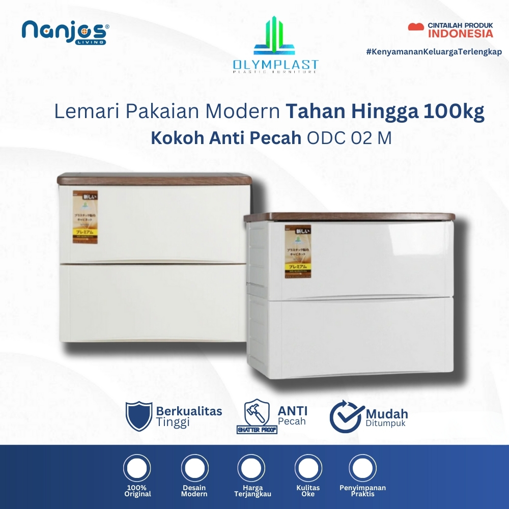 Olymplast Lemari Baju Pakaian Plastik Drawer Cabinet 2 Susun Odc 02 M