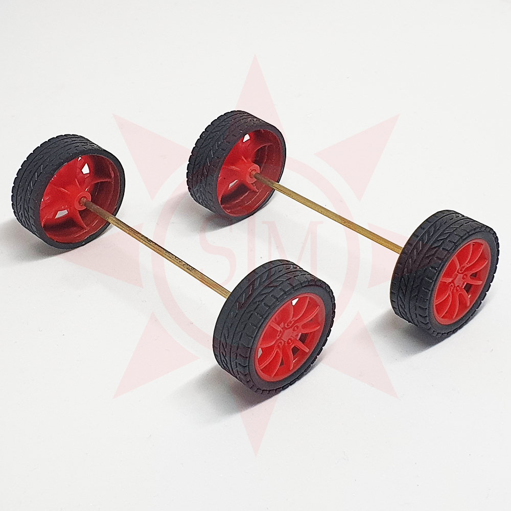 Roda Karet Plastik Merah Mobil Mainan
