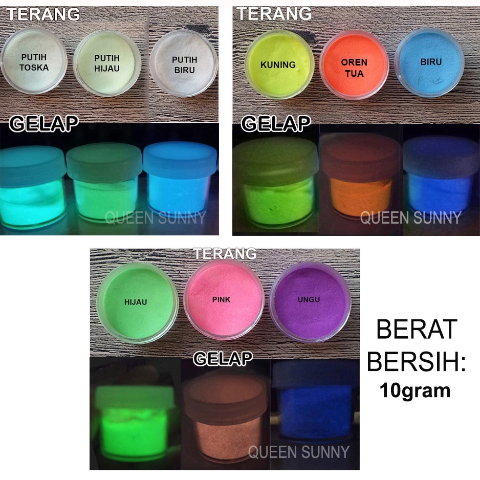 Bubuk fosfor glow in the dark paint cat glow in the dark powder serbuk fosfor MC120