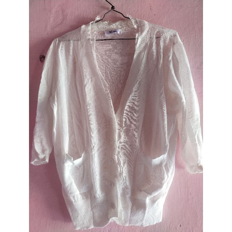 cardigan panjang rajut warna putih