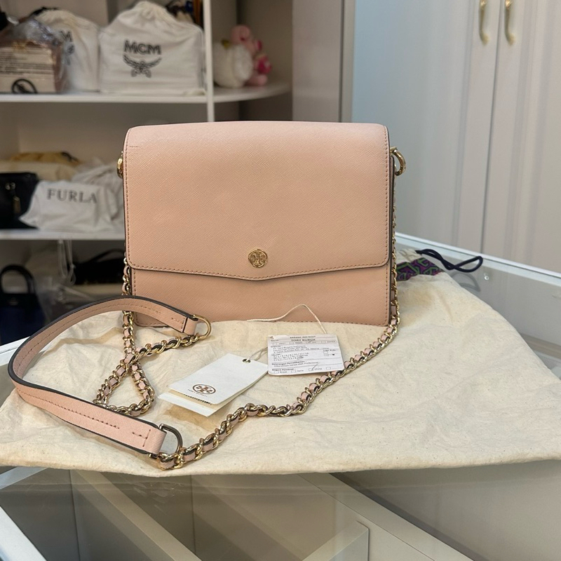 Tory Burch Authentic Emerson Flap Adjustable Shoulder Bag Pink Sling Bag Branded Preloved