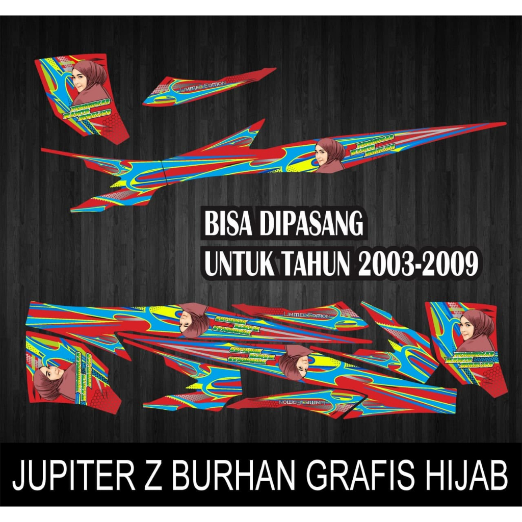 STIKER STRIPING VARIASI MOTOR YAMAHA JUPITER Z LAMA BURHAN TAHUN 2003-2009 GRAFIS MOTIF HIJAB